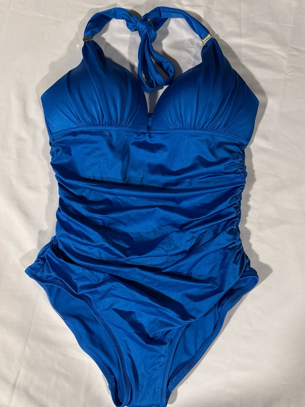 Victoria's Secret Blue Halter Ruched One-Piece Swimsuit